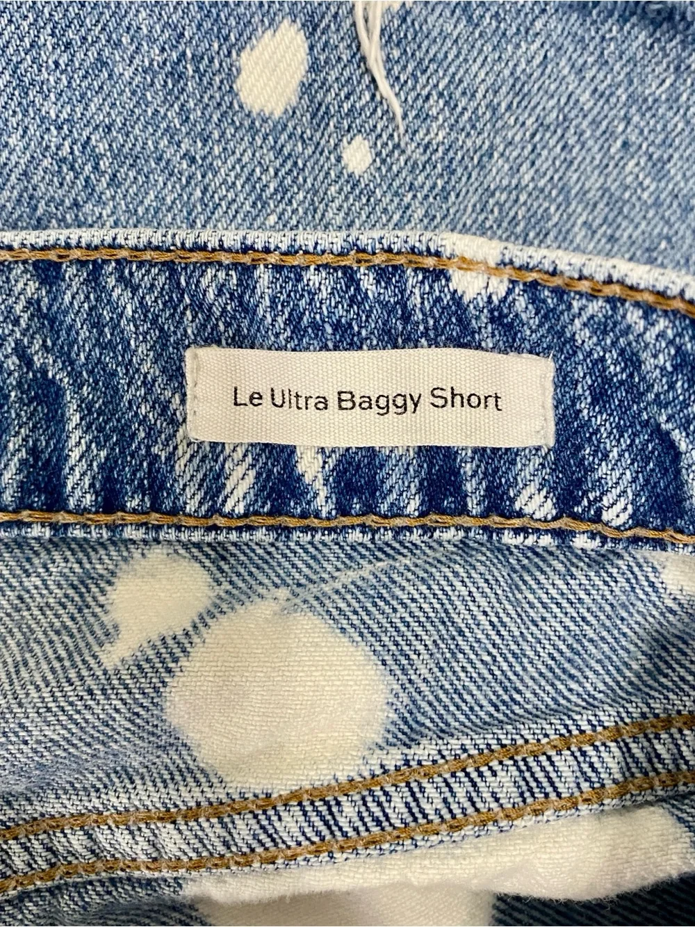 FRAME Le Ultra Baggy Short in Baltic Splash Bleach Dye Denim